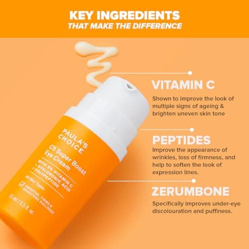 Paula's Choice Crème Contour Yeux C5 SUPER BOOST - Traitement des Yeux Vitamine C Illumine la Peau - Ciblez les Taches Brunes & Ridules - Tous Types de Peaux - 15 ml