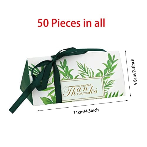 Boîte à bonbons pour mariage,50 Pièces Boîte Cadeau de Bonbons en Ruban, Petites Boîtes à Dragées pour Anniversaire, Baptême, Communion, Noël(4.5 x 2.3 x 1.97 Pouces)