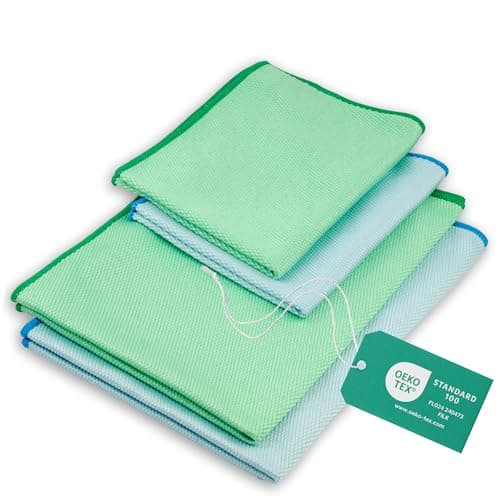 ELEXACLEAN Chiffon pour vitres en Microfibre sans Traces 60 x 40 cm et 40 x 30 cm - Certifié Oeko-Tex Standard 100