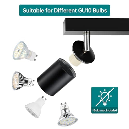 wowatt Plafonnier 2 Spots Orientable, GU10 Spots de Plafond, Rampe de Spot Noir, Spot Interieur Plafond, Luminaire Spot Plafonnier, Éclairage LED Plafond pour Salon, Chambre, Cuisine, Sans Ampoules