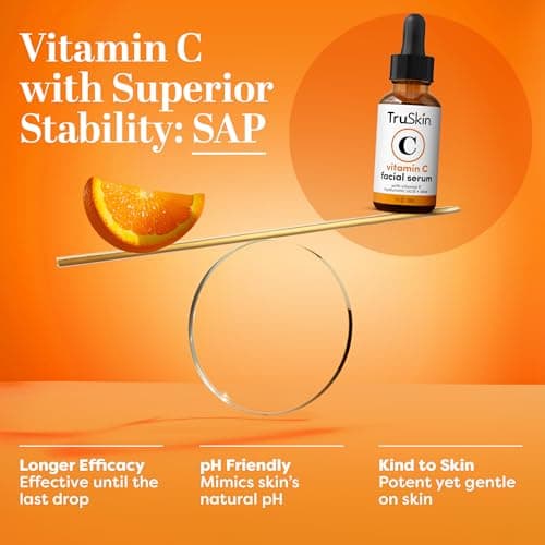 TruSkin Vitamin C Serum - Sérum anti-âge pour le visage à la vitamine C avec acide hyaluronique, vitamine E, aloès - Sérum éclaircissant pour les taches brunes, les ridules et les rides, 1 Fl Oz