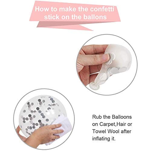 Ballon Blanc et Argent, 50 pièces 12 pouces Argent Confettis Ballons de Fête en Métal Chromé Argenté avec Ruban Argenté pour Décorations de Douche de bébé d'Anniversaire de Mariage