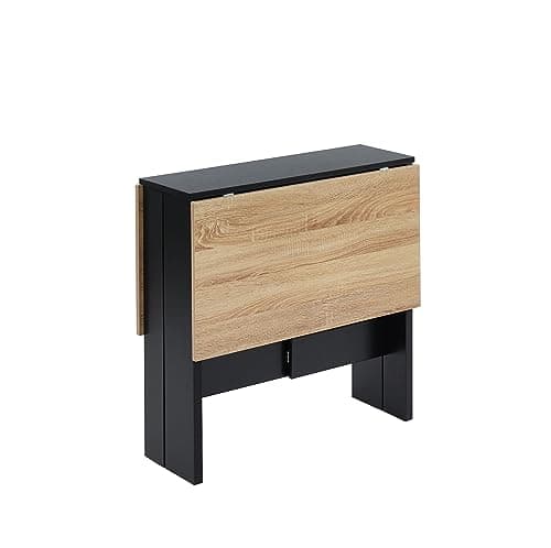 BAÏTA Table Pliante, Noir et chêne, L104cm