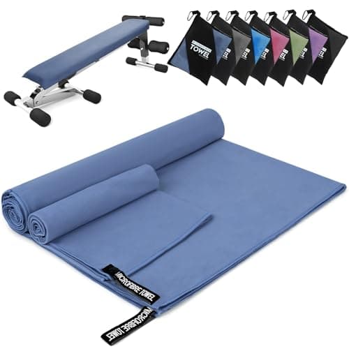 Pfloge® Serviette Microfibre Lot de 2, 160x80cm Serviette Sport Musculation + 80x40cm Serviette Voyage, Séchage Rapide, pour Le Fitness, Piscine, Sauna, Plage, Voyages(Bleu Marine)