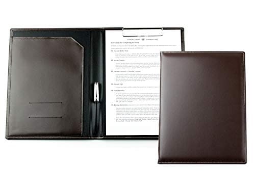DELMON VARONE - Porte-blocs personnalisable A4 en cuir Cambridge Top Grain (marron) - Porte-documents organisateur avec porte-stylo et pochette de rangement - Dossier de conférence classique