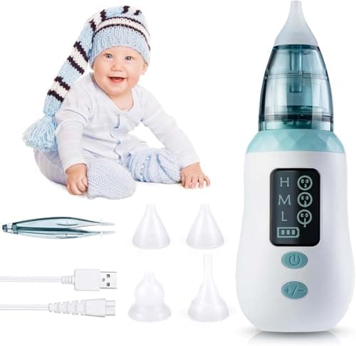 Mouche Bébé Electrique ,Aspirateur nasal bébé nettoyeur de nez électrique et dissolvant de cérumen avec 6 buses réutilisables pour nouveau-nés