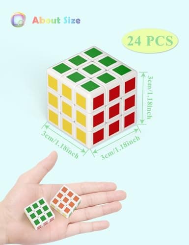 ROXENDA 24 Mini Cubes, 3x3 Cube de Vitesse 30 mm pour Enfants,récompenses Scolaires et Prix en Classe pour étudiants pour Débutants et Utilisateurs Avancés, Cadeau pour Surprise Pouches (24 Paquet)