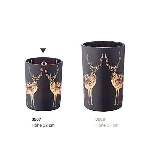 EDZARD Porte-Bougie sur Forme de cerf, Verre Noir, Hauteur 13 cm