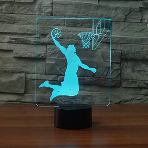 YTDZLTD Créatif 3D Basketball Nuit Lampe 16 Couleurs Changeantes Puissance USB Télécommande Contact Switch Lampe Décorative Illusion Optique LED Lampe de Table Anniversaire Noël Cadeau Enfants Jouets