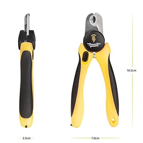 Thunderpaws Coupe-griffes professionnel pour chien avec dispositif de protection, fermeture de sécurité et lime-griffes - Convient pour les races de chiens de taille moyenne et grande