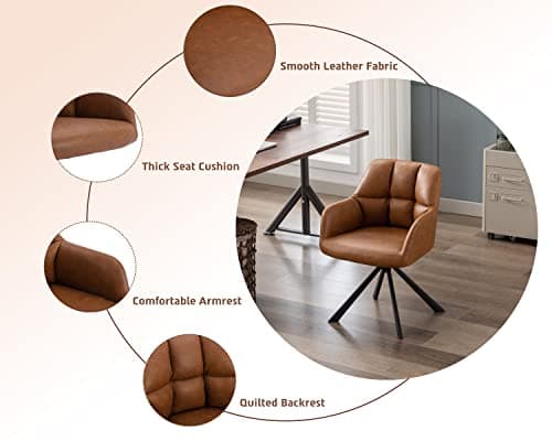 Wahson Chaise de Bureau, Fauteuil de Bureau en Cuir PU Fauteuil Bureau avec Pied Métal, Chaise Bureau Erconomique pour Salon et Chambre, Marron