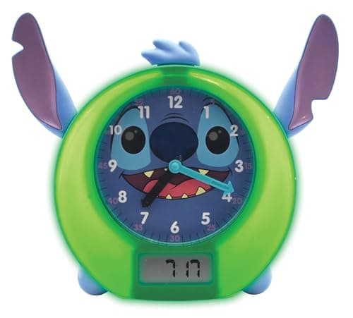 Lexibook, Disney Stitch, Mon Compagnon de Nuit Éducatif, Réveil, veilleuse, similateur d'aube et conteur d'histoires, avec câble Secteur, Bleu, RLT100D