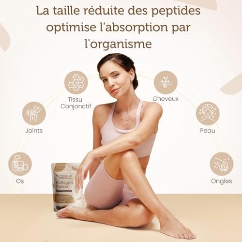 WOWNATUR® Collagen Poudre 500g Powder - Solubilité parfaite - Hydrolysat de collagène de première qualité - Petite taille des peptides de type 1, 2 et 3 - Goût et odeur neutres - L'original
