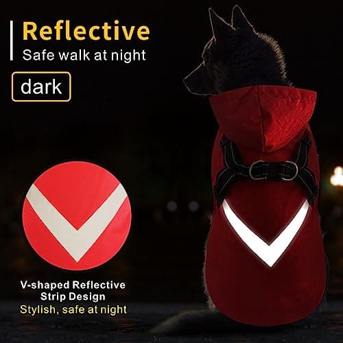 Dolahovy Imperméable pour Chien,Ponchos pour Chiens Veste imperméable pour Chien Vêtements de Pluie réglables pour Animaux de Compagnie avec Capuche pour Les Petits Chiens Moyens (XL, Rouge)