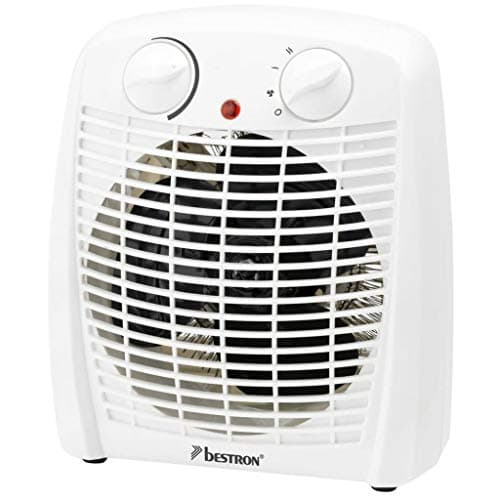 Bestron Radiateur soufflant salle de bain avec 2 niveaux de puissance, y compris sécurité anti-renversement & protection contre la surchauffe, pour des pièces jusqu'à 20m2, Blanc