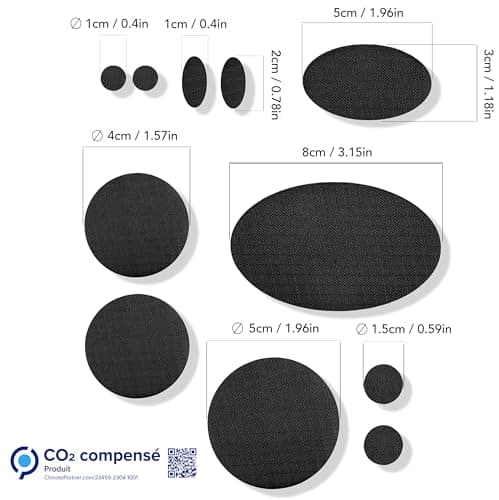 aZengear Patchs de réparation de doudoune | Prédécoupés, autocollants, imperméables, résistants aux déchirures en nylon pour fixer des trous dans les vêtements (11 pièces, noire)