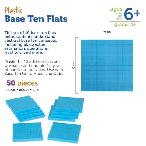 Learning Resources Plaques de base 10 en plastique rainuré (jeu de 10)