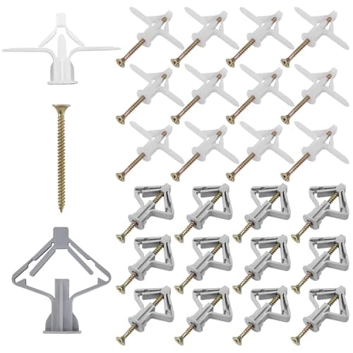 200 Pièces Cheville Placo Chevilles Placo Cheville Placo Charge Lourde Cheville Brique Creuse Cheville Parpaing Creux Chevilles pour Plaque de Plâtre pour Plaques Plâtre, Béton, Briques, Murs Creux