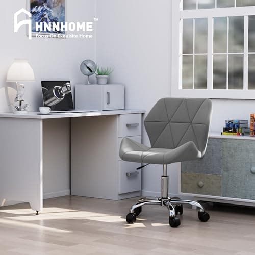 HNNHOME® Chaise de bureau moderne pivotante en tissu rembourré pour maison, bureau, hauteur réglable