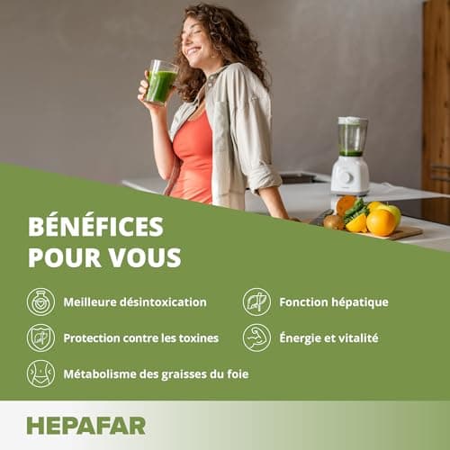Hepafar Fibers - Détox foie - boisson rafraîchissante naturelle et sans additifs au goût citron - riche en fibres grâce au complexe hépatique Hepafar Fibers - 30 jours de fourniture - Sensilab