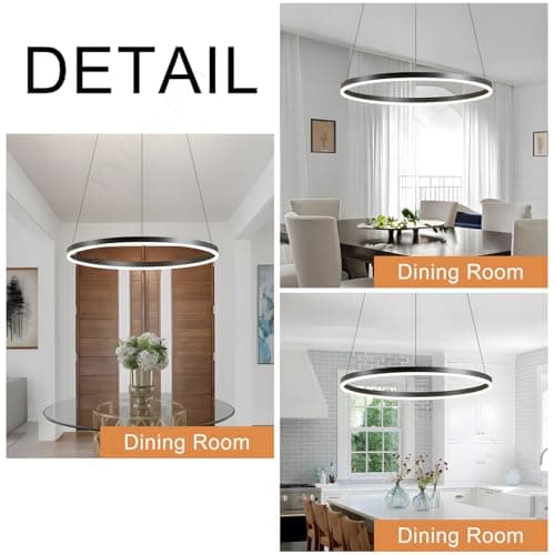 YYUTLUO Lustre LED Moderne DIY Cercle | 1 Noire Anneaux :60cm=29W| Éclairage Suspendu LED Métal+Acrylique Télécommande Intensité Variable 2,13G Lampe Suspendue Plafond Ronde Salon Chambre Coucher