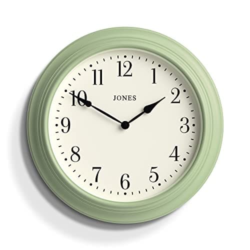 JONES CLOCKS® Grande Horloge Murale Haut de Gamme avec Cadran Arabe, Le « Supper Club » en Vert Canard 40 cm