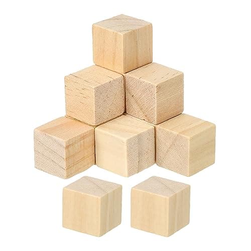 PATIKIL 0,6 pouce Inachevé Bois Blocs, 50 Paquet Naturel Bois Cube Carré Bois Blocs pour DIY Artisanat Art Projet Réalisation, Marron