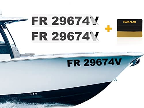 Wraplab x2 Immatriculation Homologué Bateau Autocollant Personnalisé, Stickers Personnalisable, Lettre Autocollantes, Lettres Adhesives Homologuées pour Bateaux, Jet-Ski, Voilier, Navire, Barque