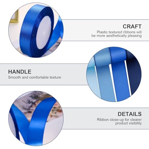 Wekuw 4 Rouleaux de Satin Bleu Ruban de Satin Bleu Clair 2cm x 22m, Ruban Satinée Ruban Tissu pour Emballage Cadeau, Couture, Artisanat, Ballon, Bouquet de Mariée