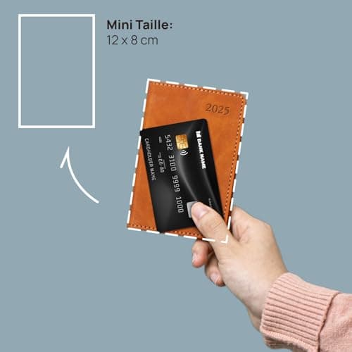 POPRUN Mini Agenda 2025 de Poche Semainier A7 12 x 8 cm Version Française, Couverture Souple en PU Cuir - Super Petit Weekly Planner, D'Jan 2025 à Déc 2025, Papier 70 g/m2, Rose Doux-SPK