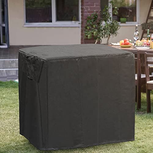 Onlyfire Housse Barbecue Exterieur, 600D PVC Housse Barbecue, BBQ Cover pour Chariot de Barbecue, Chariot de Service, 104 × 61 × 81 cm, Bache Barbecue mit Verstellbarem Kordelzug, Noir