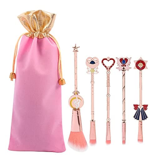 NC ZHUYAO-Pinceaux Maquillage Set 5pcs,Maquillage Pinceau Outil Cosmétique Poudre Ombre à Paupières Pinceau,Maquillage Ensemble pour Les Femmes avec Sac de Rangement