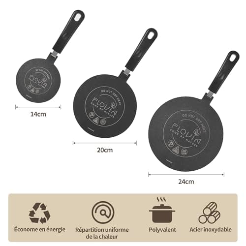 Plaque Adaptateur Induction Ø24cm avec Poignée Amovible, Diffuseur de Chaleur pour Casseroles Non-Inductives, Compatible Induction, Gaz & Électrique. Noir sans Décoloration