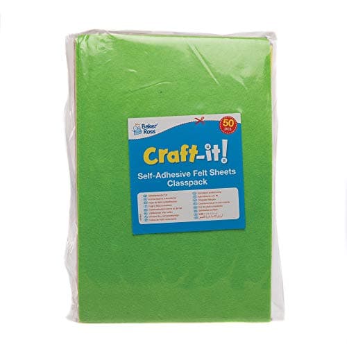 Baker Ross Feuilles de Feutrine autocollante (Paquet de 50) - Loisirs créatifs pour Enfants