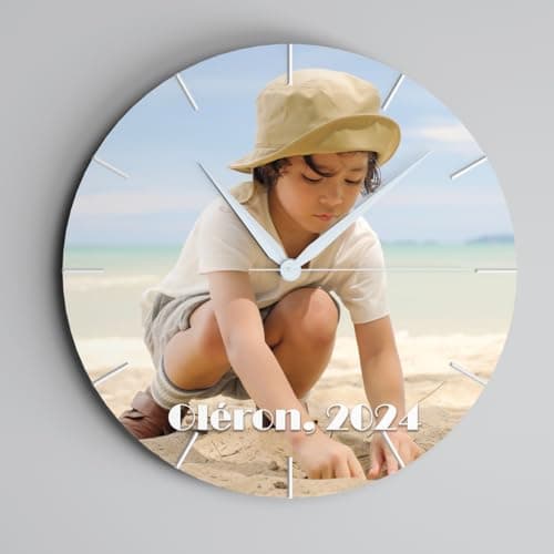 selfiemania Horloge Murale Personnalisable avec Votre Photo, visuel, Logo, 30 cm de Diamètre, en Bois MDF