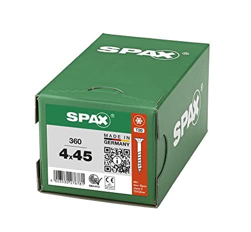 SPAX Vis universelle, 4 x 45 mm, 360 pièces, filetage partiel, tête fraisée, T-STAR plus T20, 4CUT, WIROX A9J - 8000000276781