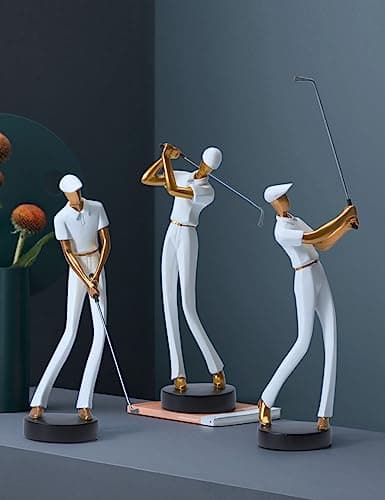 Amoy-Art Golfeur Figurine Statue Golf Arts Décor Moderne Cadeau Sculpture Maison Décoration Résine Blanc 24cm