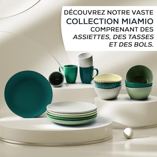 MIAMIO - Set de 6 assiettes/Set d'assiettes modernes en céramique/grès - Collection Palmanova (Vert, 21 cm)
