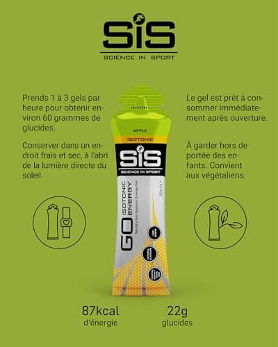 Science in Sport GO Isotonic Energy Gel 30x60ml Pomme, Vegan - Formule isotonique avec 22g de glucides, Excellente source d’énergie, Alternative optimale aux boissons isotoniques