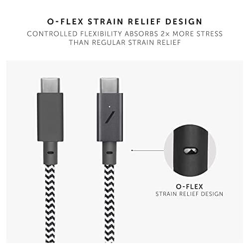 Native Union Type-C Belt Câble Pro - 240W USB-C à USB-C 2,4m Câble de Charge Ultra Robuste Compatible avec iPhone 16, 16 Pro Max, MacBook Pro 14"/16" M2, Air 15" M2, iPad Pro (Zebra)