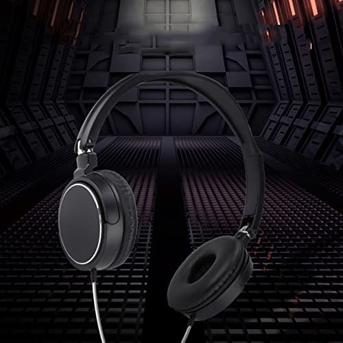 Elprico Casque PC, Casque Filaire Compact Pliable stéréo HiFi Musique Prise en des écouteurs Carte TF