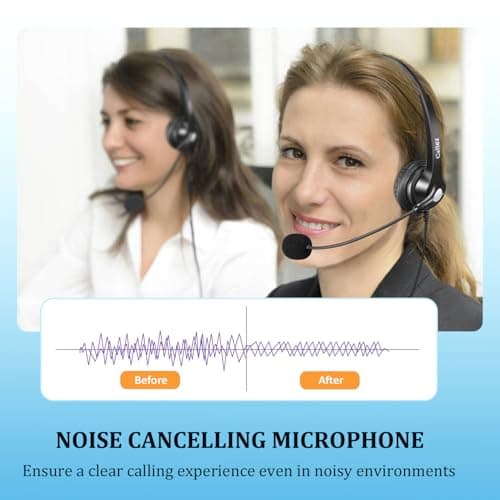 2,5mm Prise Jack Casque Téléphone Fixe sans Fil pour Gigaset C430A CL660HX Panasonic Cisco Spa Polycom DECT, Oreillette Filaire avec Micro Anti-Bruit pour Téléphonique Travail Centre d'appel Bureau