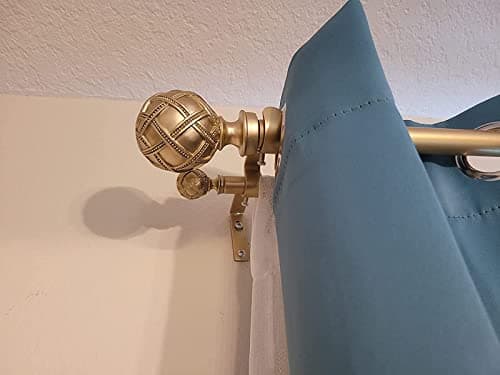 Ycolnaefllr - Tringle à Rideaux De 1 Pouce De DiamèTre, Or Chaud, Avec Embout En RéSine, 121-213cm, Avec Pattes De Fixation De Rideaux En RéSine - Tringle à Rideaux Extensible Double
