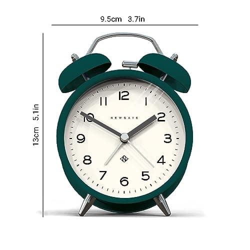NEWGATE ® Charlie Bell Echo Alarm - Petit Réveil de Chevet Contemporain - Accessoires de Chambre - Réveils - Accessoires de Bureau - Horloge de Chevet - Chiffres Arabes (Vert Éden)
