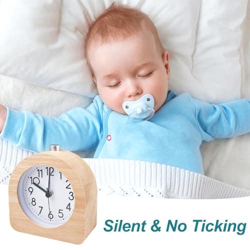 Newaner Reveil Matin à Piles, Réveil Analogique Silencieux sans Tic-Tac, Reveil Bois Rétro, Reveil de Voyage Lumineux, Horloge à Aiguilles Classique avec Fonction Snooze, pour Famille et Bureau