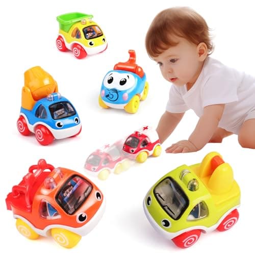 AmyBenton Petites Voiture Enfant 1 2 Ans, Véhicules de Construction pour Tout-Petits, Jouet de Voiture pour Fille et Garçon 1 2 3 Ans
