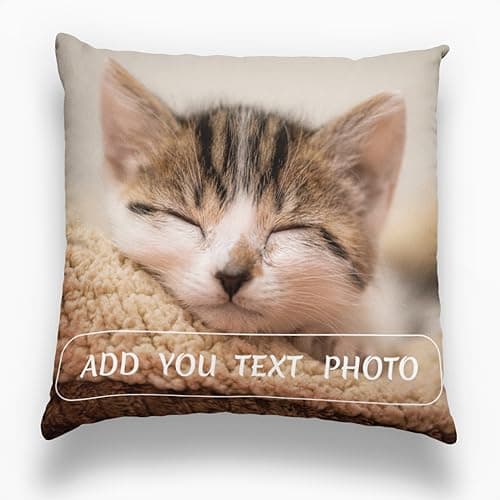 Coussin Personnalisé, Concevez Votre Propre Oreiller Photo, Impression Recto Verso, Oreiller De Couchage Amovible Et Lavable, Adapté Aux Cadeaux Créatifs Maison/Hôtel/Vacances (1 Photo, 40 x 40 cm)
