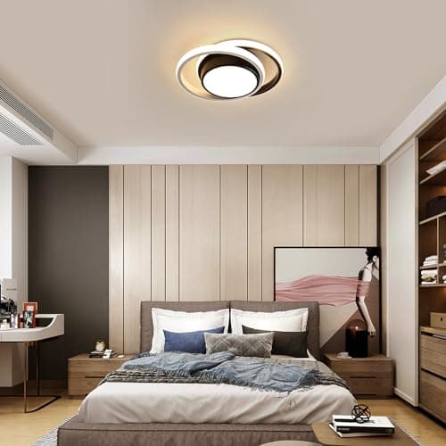Comely Plafonnier LED, Rond Lampe de plafond 32W 2350LM, Moderne Luminaire Plafonnier pour Couloir Coucher Salle de Bains Cuisine Salon, Blanc Froid 6500K, Longueur 28cm, Noir