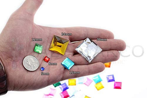5mm Flat Back Square Acrylic Rhinestones Tiny Face Gems Body Jewels Card Making Embelishments - 100 Pieces (Red Ruby A05)