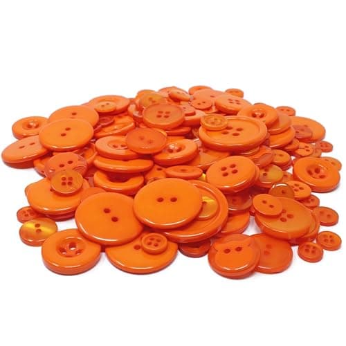 Special Touches Sachet de 100 g de boutons en acrylique et résine pour loisirs créatifs, Plastique, Orange, 7-20mm